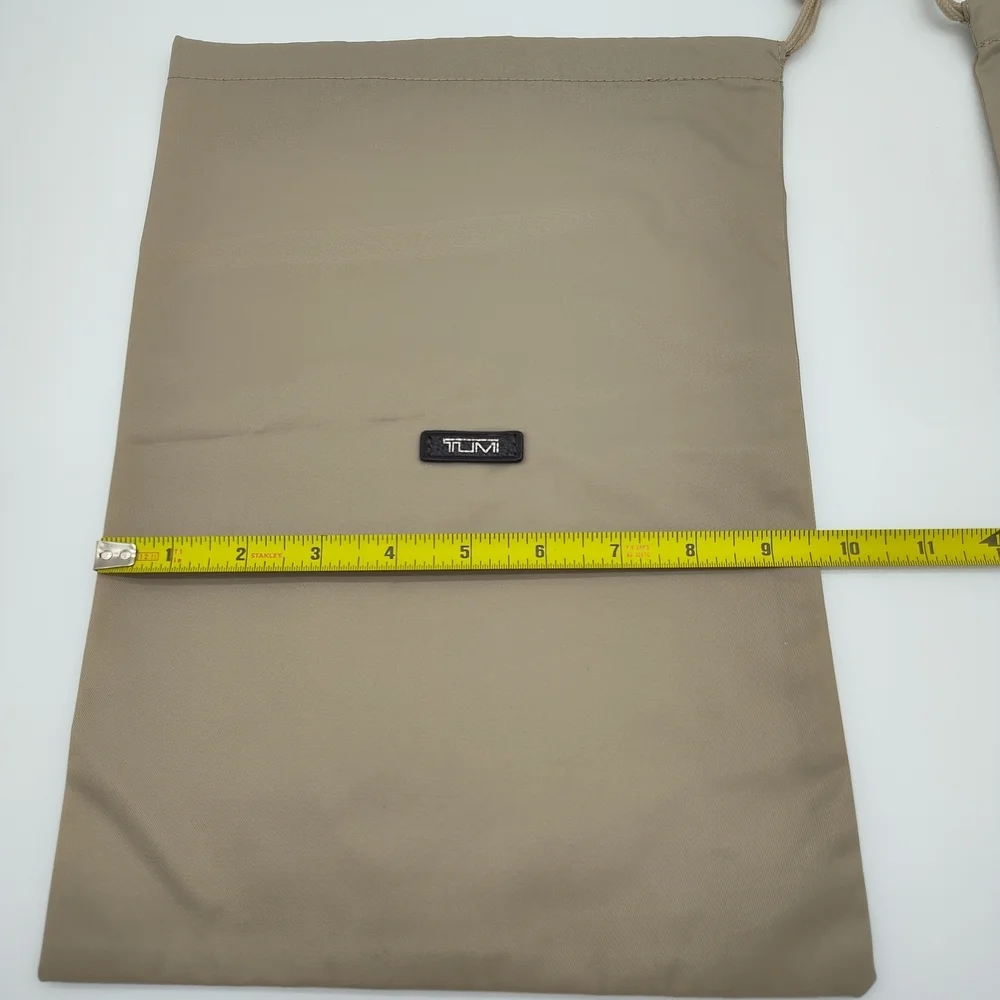 TUMI Dust Bags Set 2 Drawstring Travel Storage 14x9.5 Nylon Beige